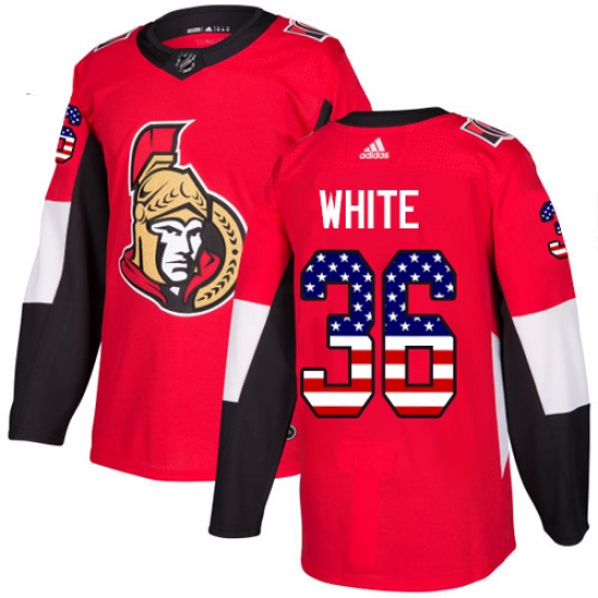 Men's Adidas Ottawa Senators #36 Colin White Red Home Authentic USA Flag Stitched NHL Jersey - Ujersey