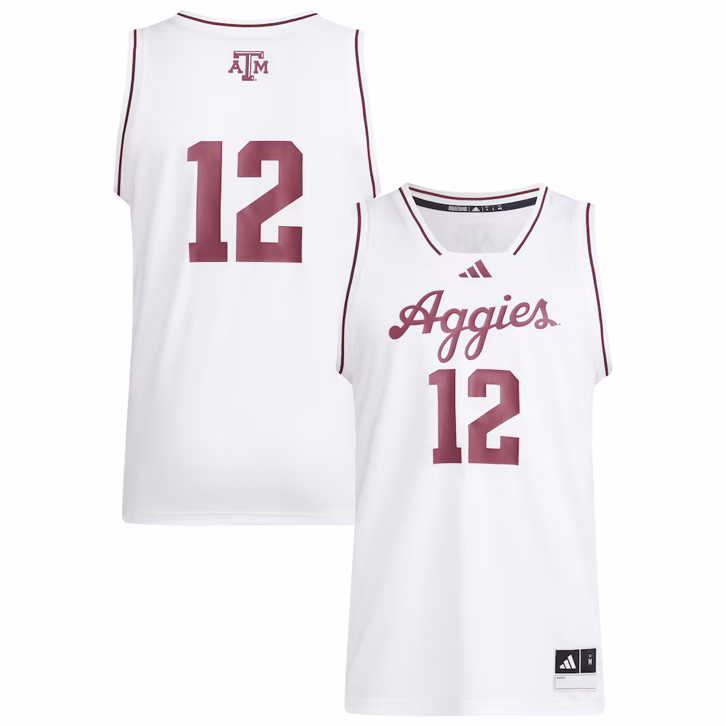 Men's adidas #12 White Texas A&M Aggies Replica Swingman Jersey