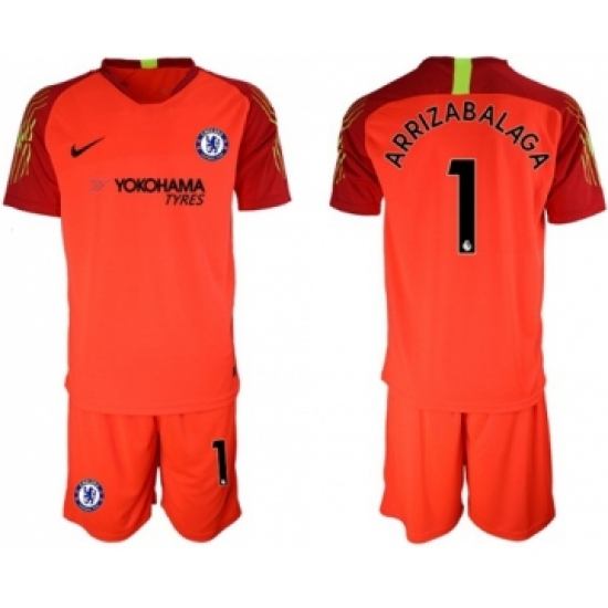 Chelsea #1 Arrizabalaga Red Goalkeeper Soccer Club Jersey
