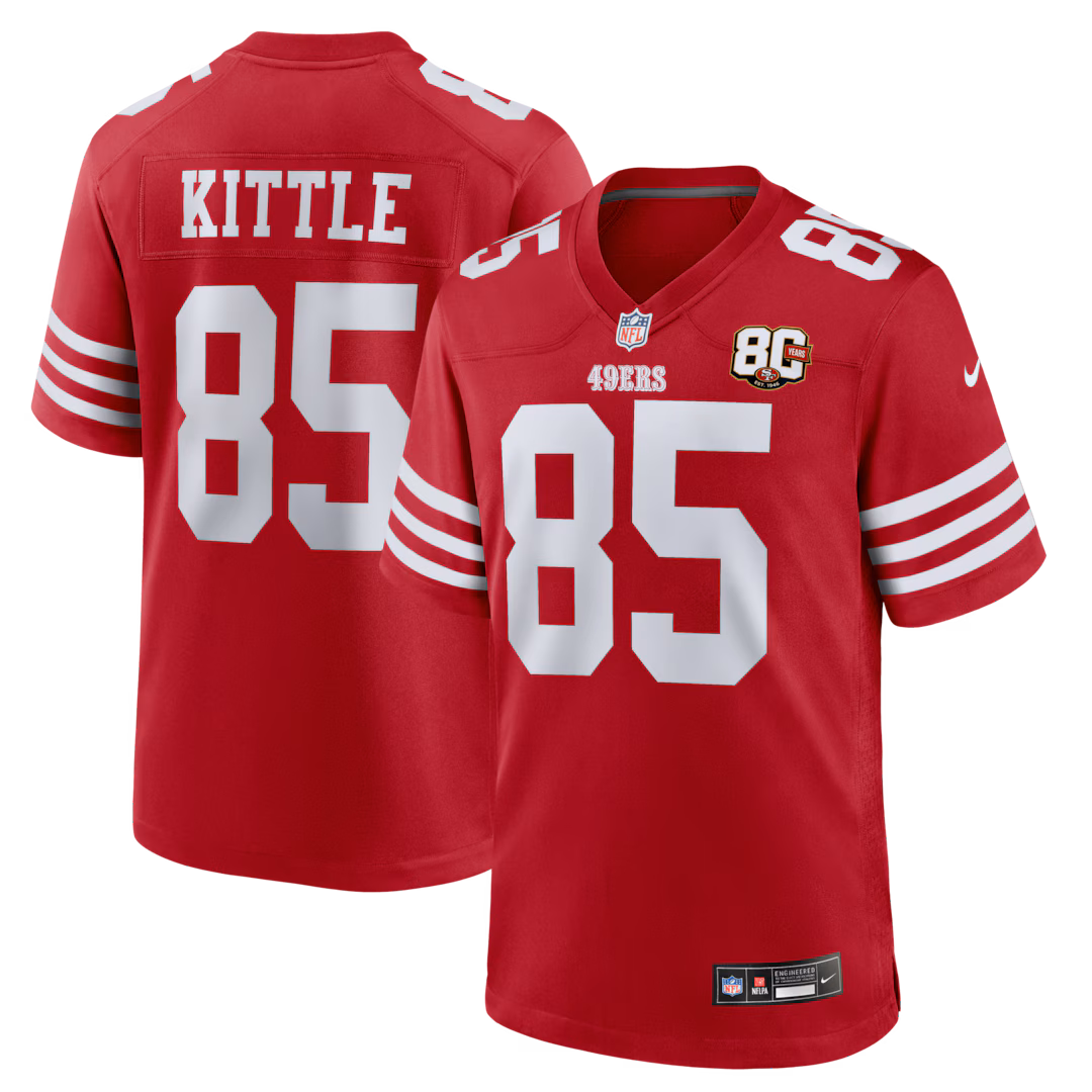 Men's San Francisco 49ers George Kittle Nike Scarlet 80th Anniversary Game Jersey