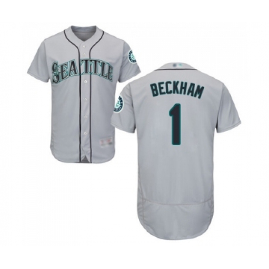 Men's Seattle Mariners #1 Tim Beckham Grey Road Flex Base Authentic Collection Baseball Jersey - Ujersey