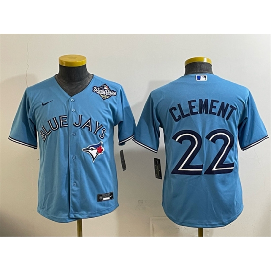 Youth Toronto Blue Jays #22 Ernie Clement Blue 2025 World Series Cool Base Stitched Baseball Jersey - Ujersey