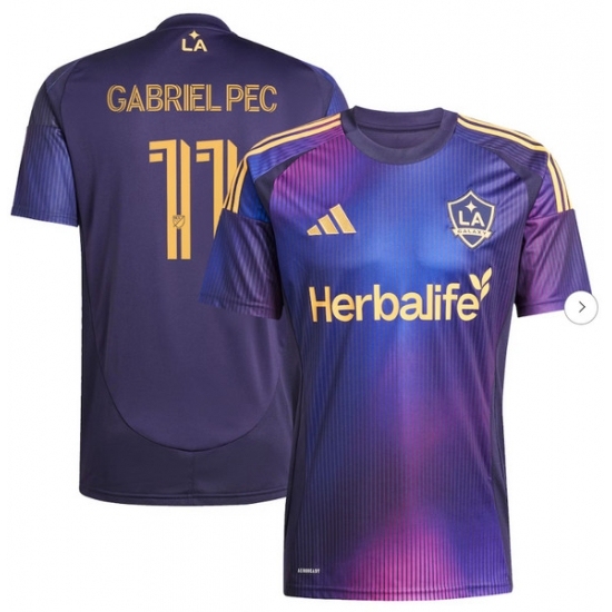 Mens LA Galaxy Gabriel Pec adidas Navy 2025 RIZON Replica Player Jersey - Ujersey