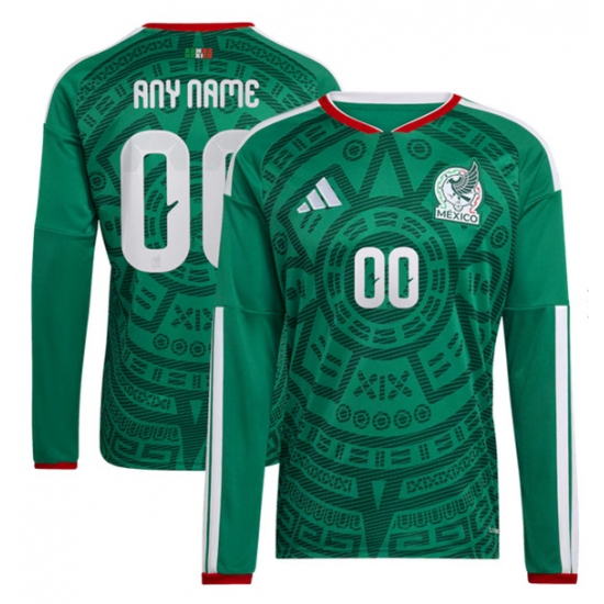 Men's Mexico Custom Black 2026 Home Soccer Long Sleeve Jersey