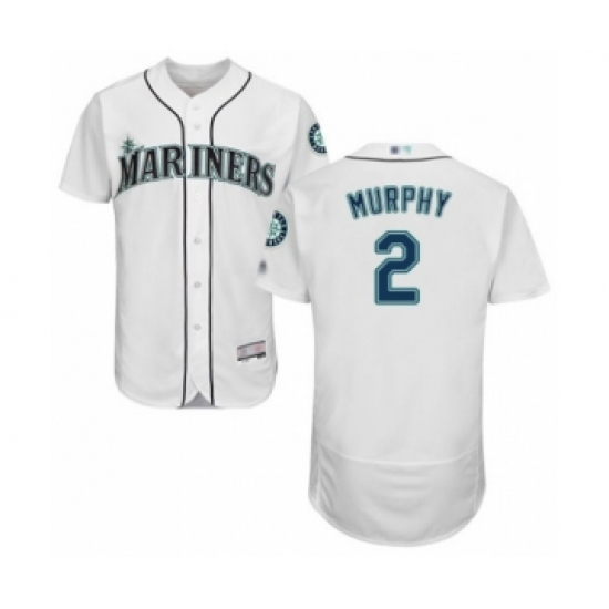 Men's Seattle Mariners #2 Tom Murphy White Home Flex Base Authentic Collection Baseball Player Jersey - Ujersey