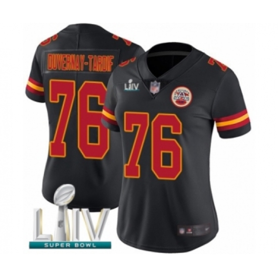 Women's Kansas City Chiefs #76 Laurent Duvernay-Tardif Limited Black Rush Vapor Untouchable Super Bowl LIV Bound Football Jersey - Ujersey