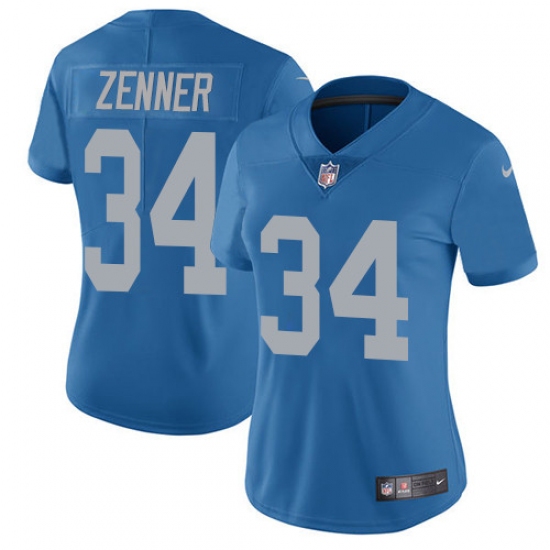 Women's Nike Detroit Lions #34 Zach Zenner Elite Blue Alternate NFL Jersey - Ujersey