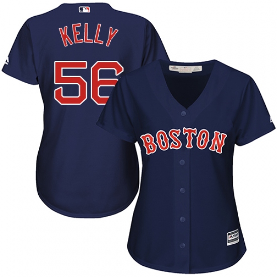Women's Majestic Boston Red Sox #56 Joe Kelly Replica Navy Blue Alternate Road MLB Jersey - Ujersey