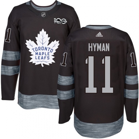Men's Adidas Toronto Maple Leafs #11 Zach Hyman Authentic Black 1917-2017 100th Anniversary NHL Jersey - Ujersey