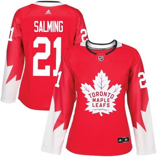 Women's Adidas Toronto Maple Leafs #21 Borje Salming Authentic Red Alternate NHL Jersey - Ujersey