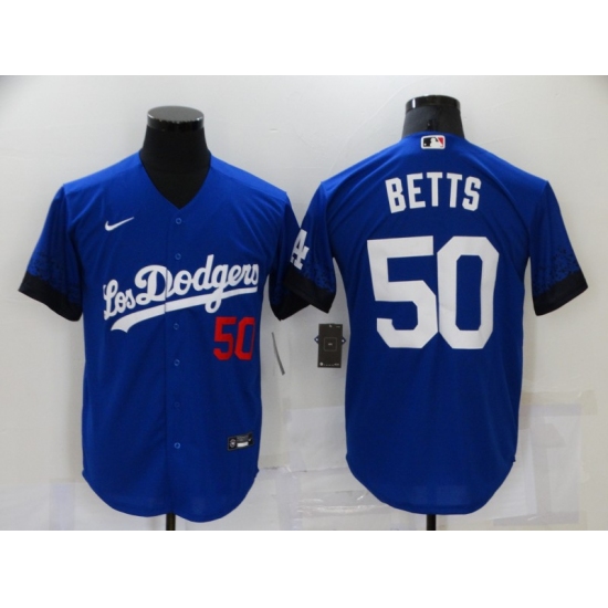 Men's Nike Los Angeles Dodgers #50 Mookie Betts Blue Game City Player Jersey - Ujersey