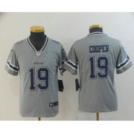 Youth Dallas Cowboys #19 Amari Cooper Grey 2019 Inverted Legend Stitched NFL Nike Limited Jersey - Ujersey