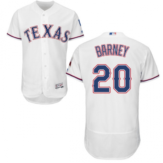 Men's Majestic Texas Rangers #20 Darwin Barney White Home Flex Base Authentic Collection MLB Jersey - Ujersey