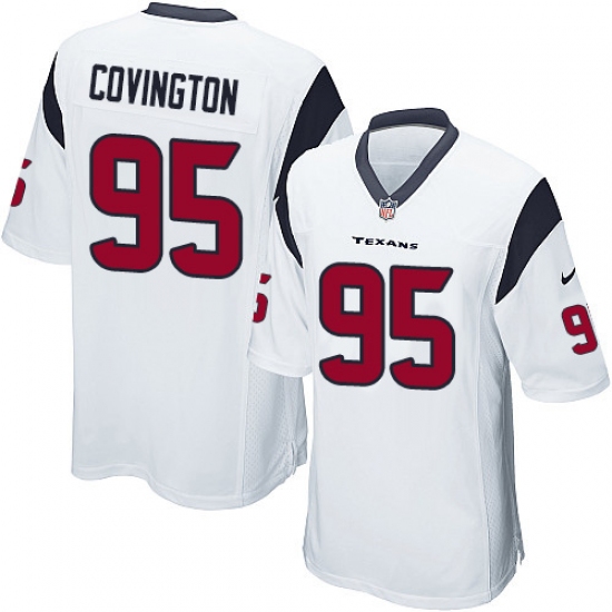 Men's Nike Houston Texans #95 Christian Covington Game White NFL Jersey - Ujersey