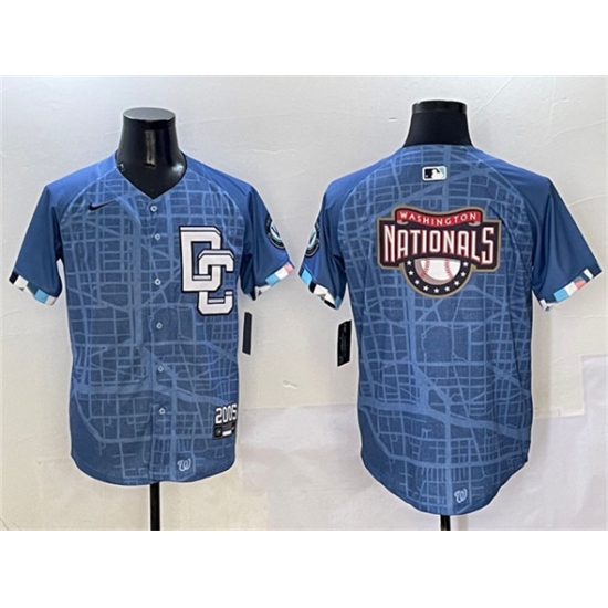 Men's Washington Nationals Team Big Logo Blue 2025 City Connect Limited Stitched Baseball Jersey - Ujersey