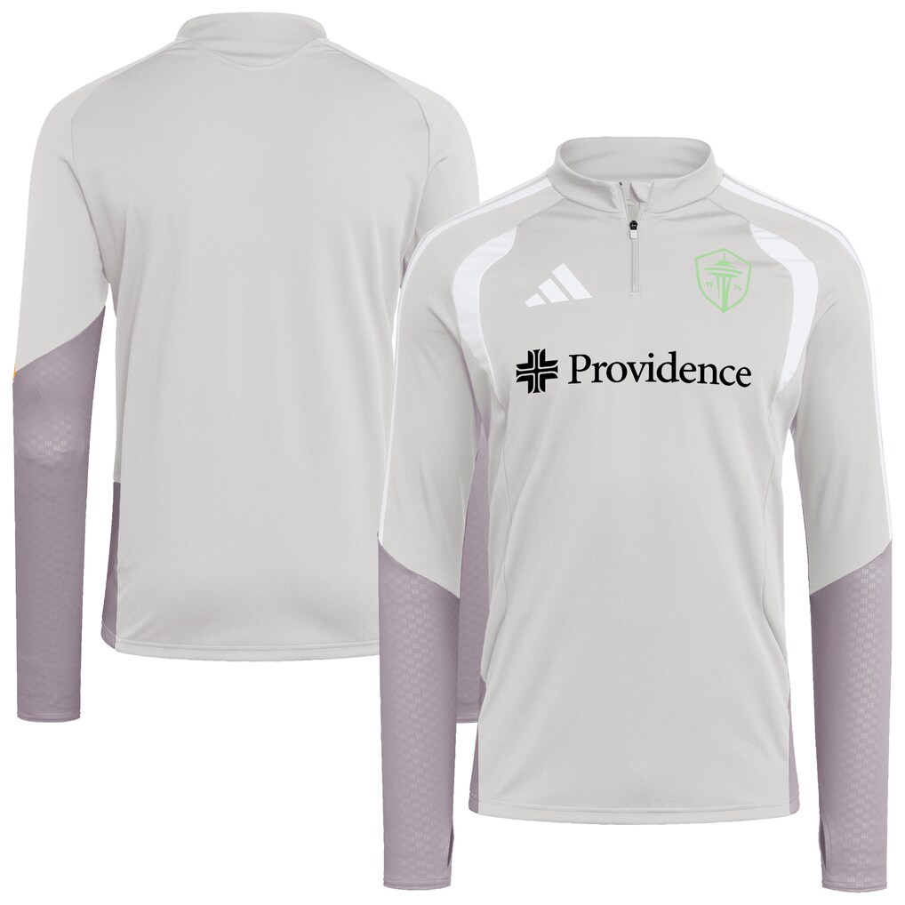 Men's Seattle Sounders FC adidas Silver 2026 Tiro Competition Quarter-Zip Training Top - Ujersey