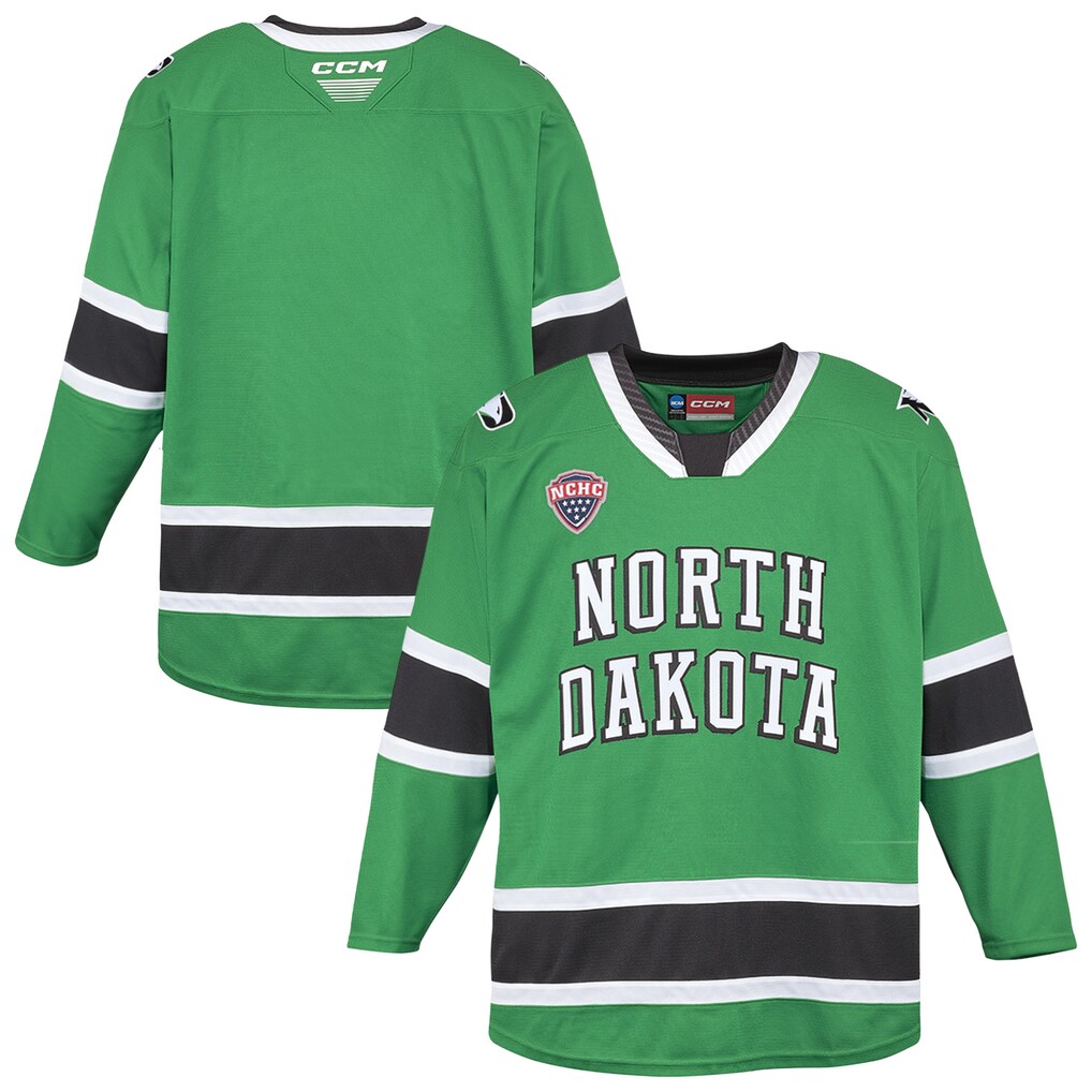 Men's CCM Kelly Green North Dakota Replica Hockey Jersey - U-jersey