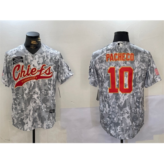 Men's Kansas City Chiefs #10 Isiah Pacheco 2024 Arctic Camo Salute To Service Stitched Baseball Jersey - Ujersey