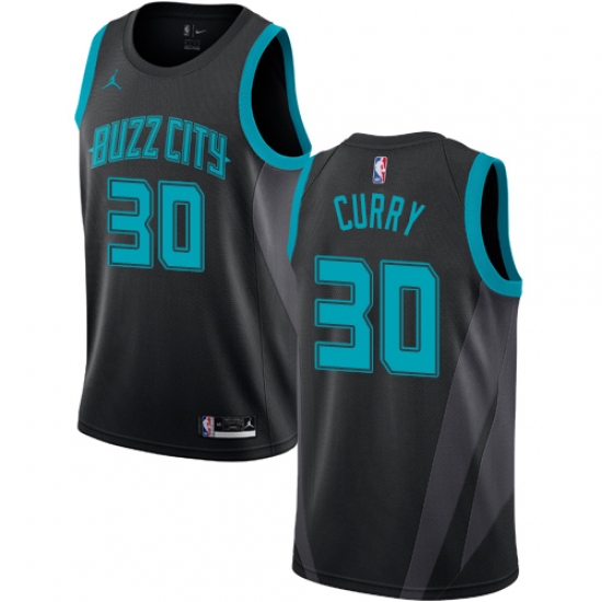 Men's Nike Jordan Charlotte Hornets #30 Dell Curry Swingman Black NBA Jersey - 2018 19 City Edition - Ujersey