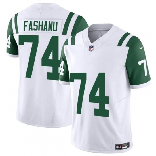 Men's New York Jets #74 Olu Fashanu White 2024 Classic Alternate Vapor F.U.S.E. Limited Stitched Football Jersey - Ujersey