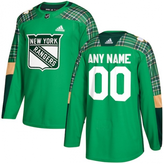 Men's New York Rangers adidas Green St. Patrick's Day Custom Practice Jersey - Ujersey