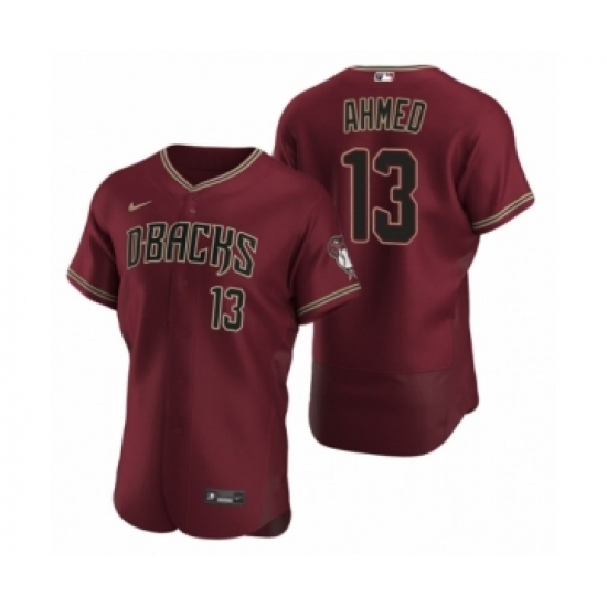 Men's Arizona Diamondbacks #13 Nick Ahmed Nike Crimson Authentic 2020 Alternate Jersey - Ujersey