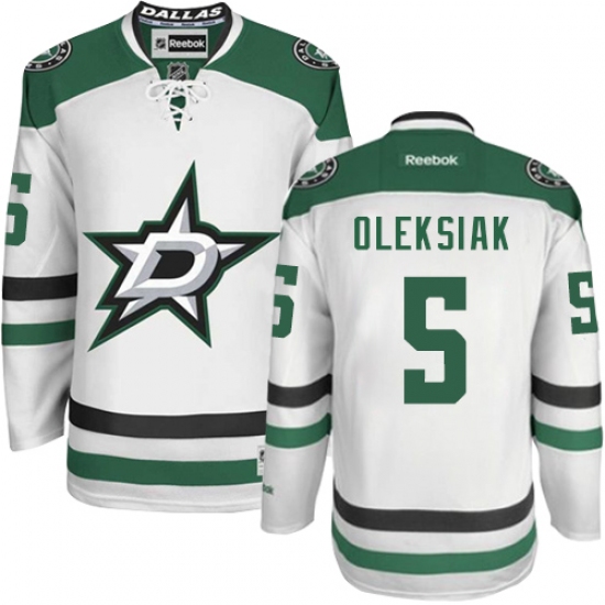 Women's Reebok Dallas Stars #5 Jamie Oleksiak Authentic White Away NHL Jersey - Ujersey