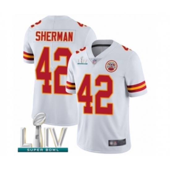 Men's Kansas City Chiefs #42 Anthony Sherman White Vapor Untouchable Limited Player Super Bowl LIV Bound Football Jersey - Ujersey