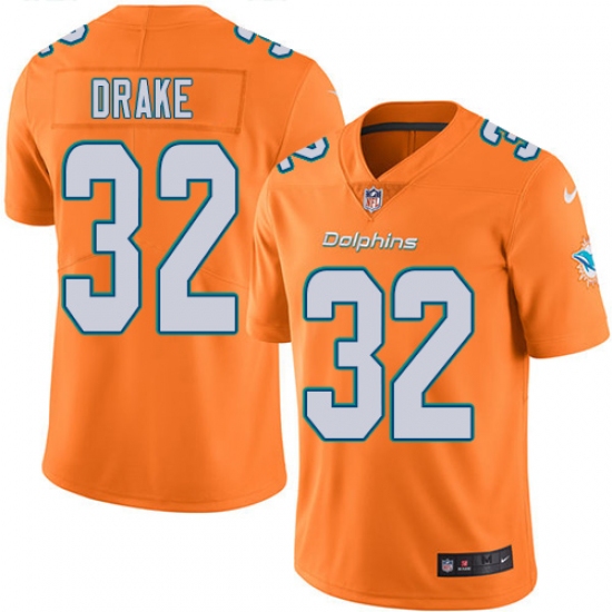 Men's Nike Miami Dolphins #32 Kenyan Drake Limited Orange Rush Vapor Untouchable NFL Jersey - Ujersey
