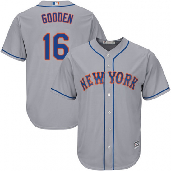 Men's Majestic New York Mets #16 Dwight Gooden Replica Grey Road Cool Base MLB Jersey - Ujersey