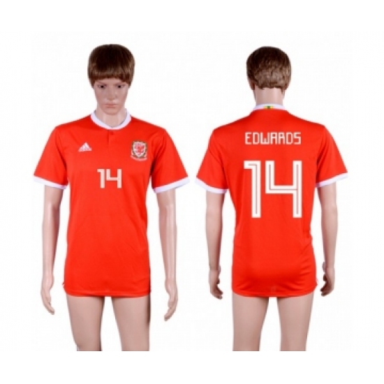Wales #14 Edwards Red Home Soccer Club Jersey