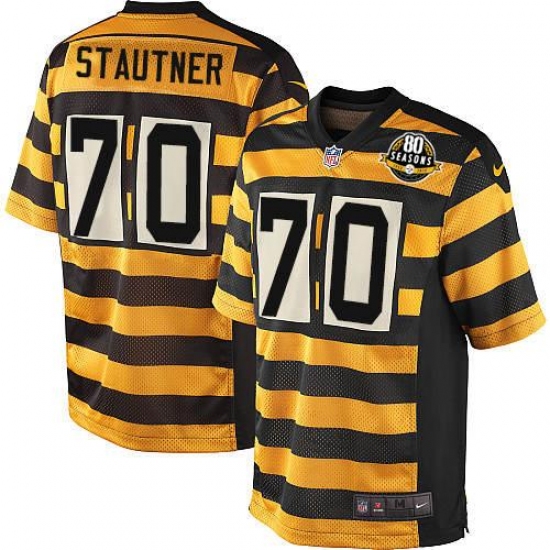 Youth Nike Pittsburgh Steelers #70 Ernie Stautner Elite Yellow/Black Alternate 80TH Anniversary Throwback NFL Jersey - Ujersey