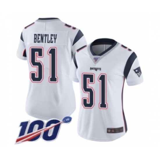 Women's New England Patriots #51 JaWhaun Bentley White Vapor Untouchable Limited Player 100th Season Football Jersey - Ujersey