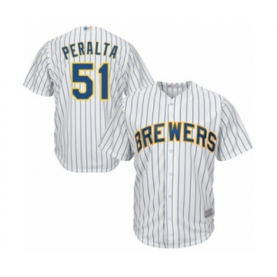 Youth Milwaukee Brewers #51 Freddy Peralta Authentic White Alternate Cool Base Baseball Player Jersey - Ujersey
