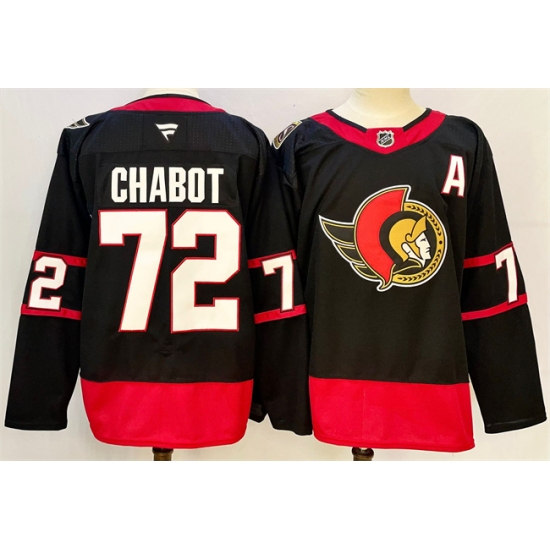 Men's Ottawa Senators #72 Thomas Chabot Black 2024-25 With C Patch Home Stitched Jersey - Ujersey