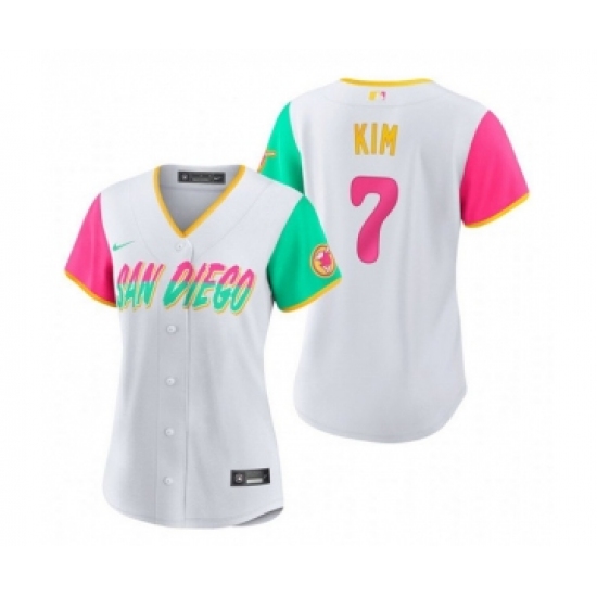 Women's San Diego Padres #7 Ha Seong Kim White 2022 City Connect Cool Base Stitched Baseball Jersey(Run Small) - Ujersey