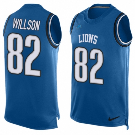 Men's Nike Detroit Lions #82 Luke Willson Limited Blue Player Name & Number Tank Top NFL Jersey - Ujersey