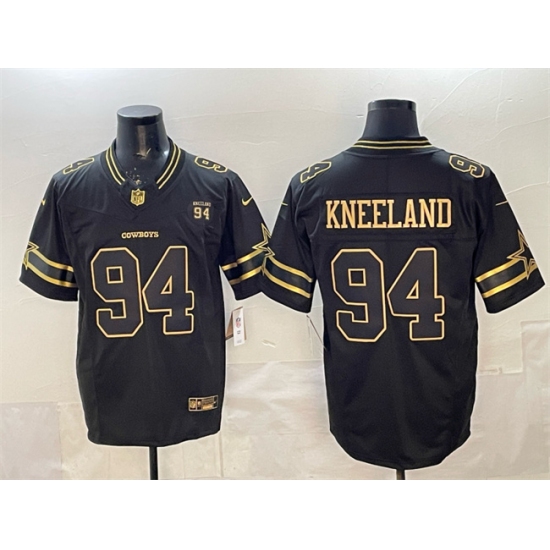 Men's Dallas Cowboys #94 Marshawn Kneeland Black Gold 2025 F.U.S.E. 94 Marshawn Kneeland Memorial Vapor Limited Stitched Football Jersey - Ujersey