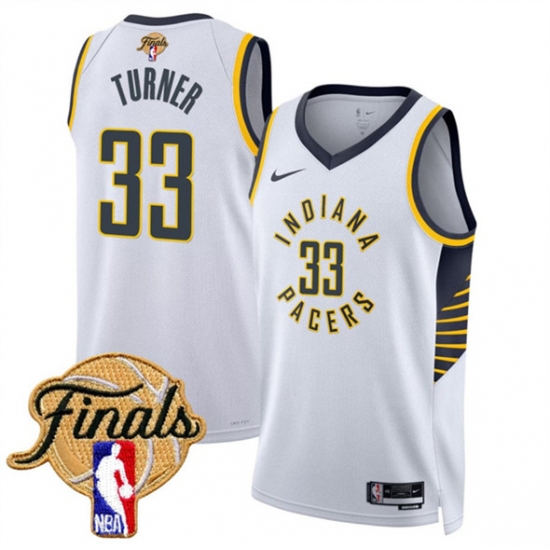 Men's Indiana Pacers #33 Myles Turner White 2025 Finals Association Edition Stitched Basketball Jersey - Ujersey