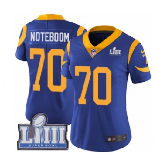 Women's Nike Los Angeles Rams #70 Joseph Noteboom Royal Blue Alternate Vapor Untouchable Limited Player Super Bowl LIII Bound NFL Jersey - Ujersey
