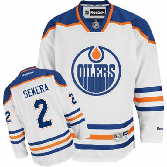 Youth Reebok Edmonton Oilers #2 Andrej Sekera Authentic White Away NHL Jersey - Ujersey