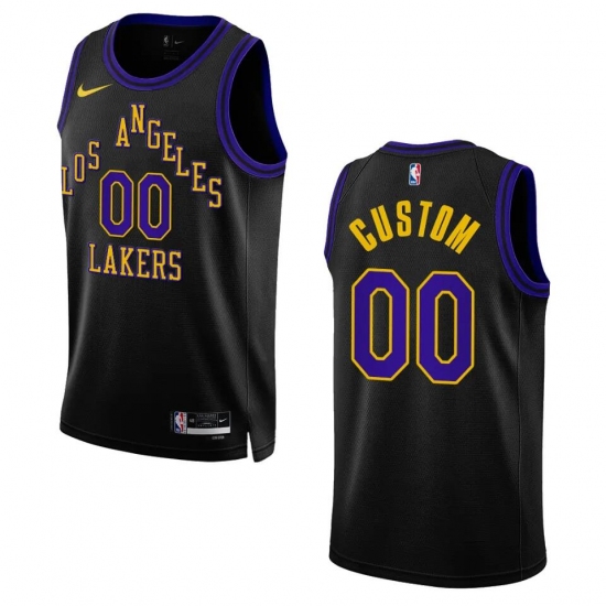 Men's Los Angeles Lakers Customized 2023-24 Black Swingman City Edition Stitched Basketball Jersey - Ujersey