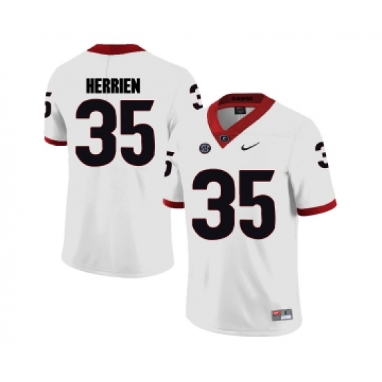 Georgia Bulldogs 35 Brian Herrien White College Football Jersey - Ujersey