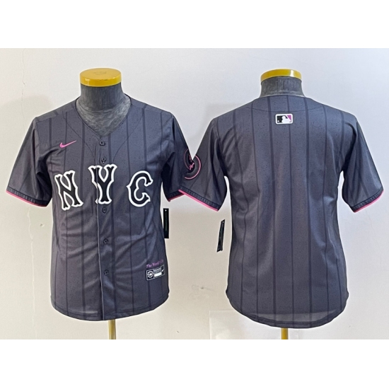 Youth New York Mets Blank Gray 2024 City Connect Cool Base Stitched Jersey - Ujersey
