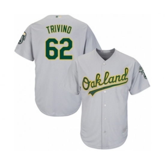 Youth Oakland Athletics #62 Lou Trivino Authentic Grey Road Cool Base Baseball Player Jersey - Ujersey
