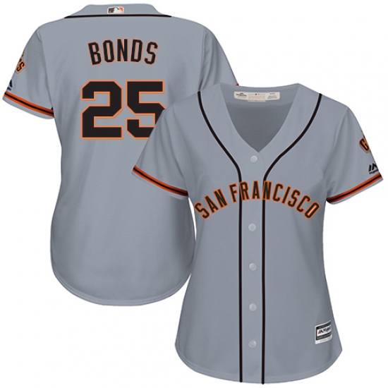 Women's Majestic San Francisco Giants #25 Barry Bonds Replica Grey Road Cool Base MLB Jersey - Ujersey