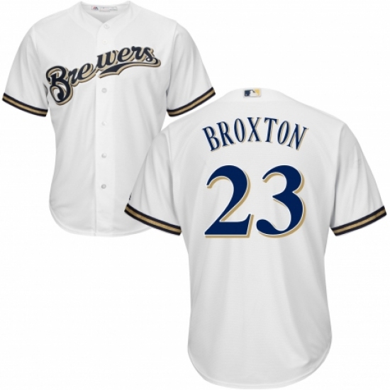 Men's Majestic Milwaukee Brewers #23 Keon Broxton Replica Navy Blue Alternate Cool Base MLB Jersey - Ujersey