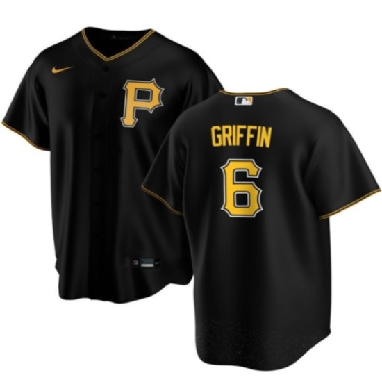 Men's Pittsburgh Pirates #6 Konnor Griffin Black Cool Base Stitched Baseball Jersey - Ujersey