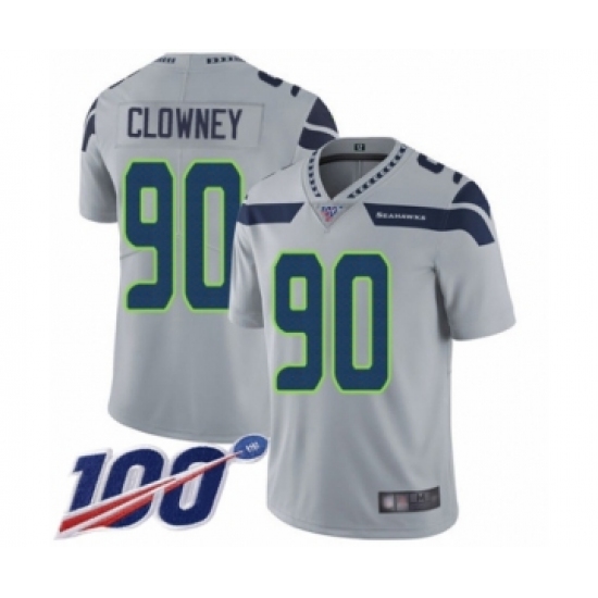 Men's Seattle Seahawks #90 Jadeveon Clowney Grey Alternate Vapor Untouchable Limited Player 100th Season Football Jersey - Ujersey