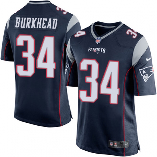 Men's Nike New England Patriots #34 Rex Burkhead Game Navy Blue Team Color NFL Jersey - Ujersey